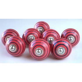 Lot de 8 boutons Rouges Spirale Grise