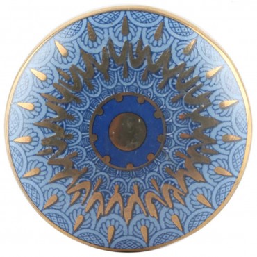 Bouton de Meuble Art Déco Bleu et Or