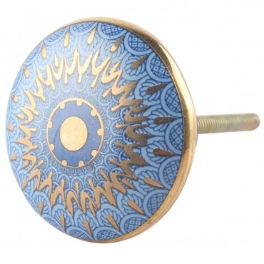 Bouton de Meuble Art Déco Bleu et Or