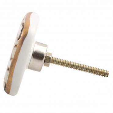 Bouton de Meuble Porcelaine Art Déco Crème et Noir