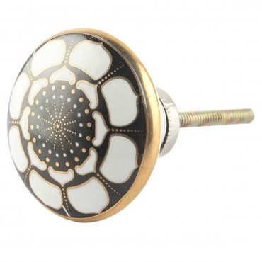 Black and Gold Lotus Knob