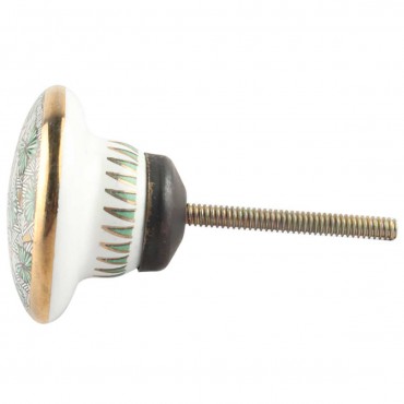 Bouton de Meuble Eventail Vert et Or