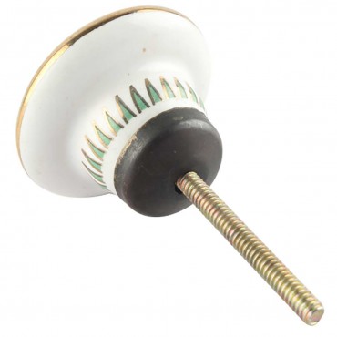 Bouton de Meuble Eventail Vert et Or