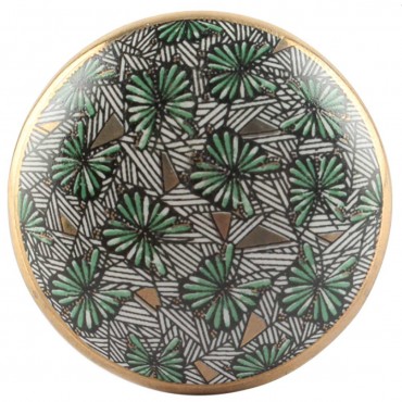 Bouton de Meuble Eventail Vert et Or