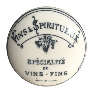 Vins et Spiritueux White Porcelain Knob