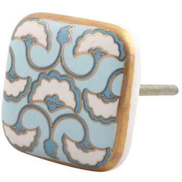 Turquoise and Black Square Art Deco Knob