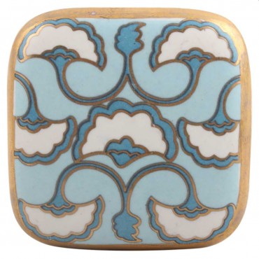 Turquoise and Black Square Art Deco Knob