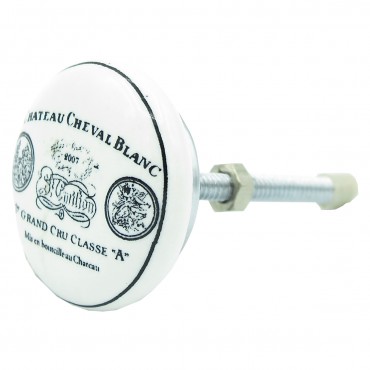 Bouton de Meuble en Porcelaine Cheval Blanc