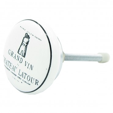 Bouton de Meuble en Porcelaine Blanche Chateau Latour