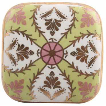 Bouton de Meuble Art déco en porcelaine Jaune et Or boutonsdemeubles.com