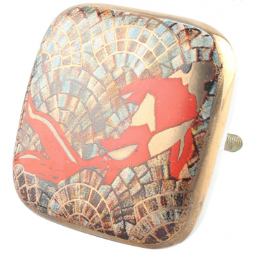 Bouton de Meuble Porcelaine Art Déco Porcelaine Poisson Rouge
