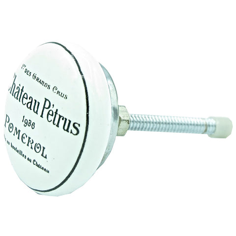 Bouton de Meuble en Porcelaine Blanche Chateau Petrus