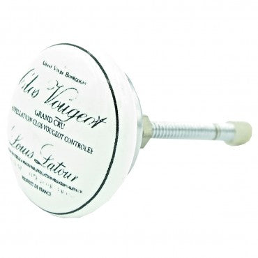 Bouton de Meuble en Porcelaine Blanche Clos Vougeot