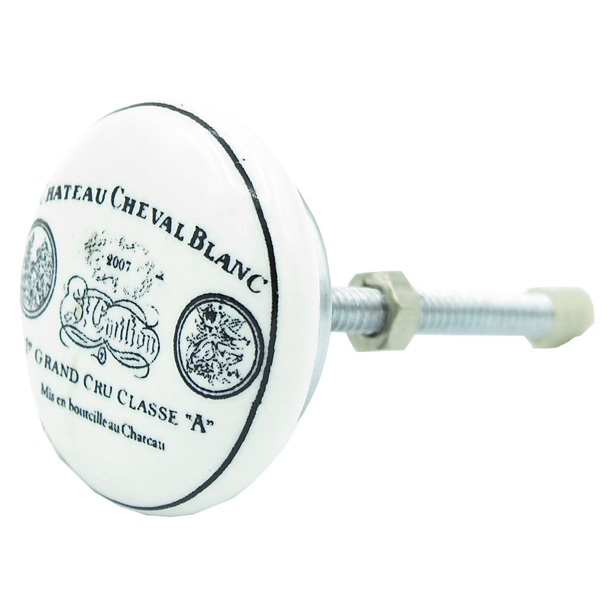 Bouton de Meuble en Porcelaine Cheval Blanc