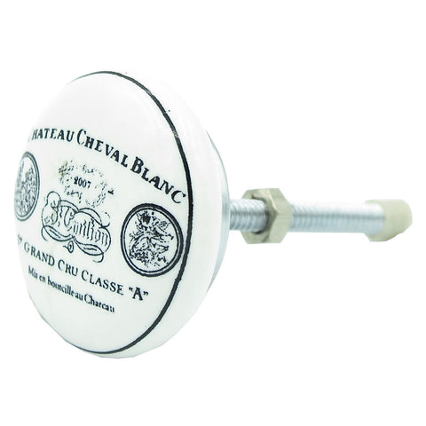 Bouton de Meuble en Porcelaine Cheval Blanc