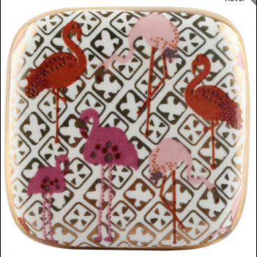 Bouton de Meuble Flamant Rose et Or