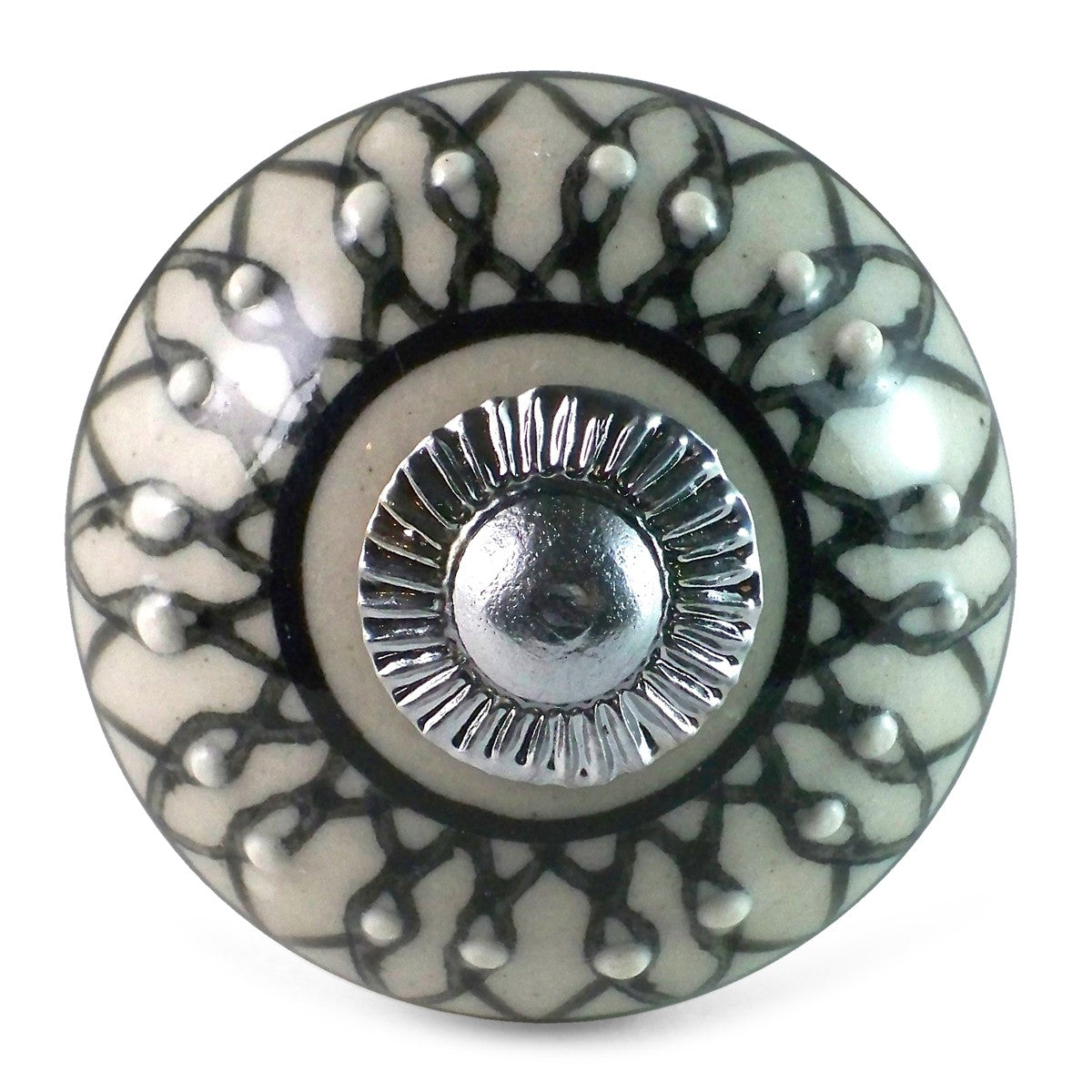 Bouton de Meuble Géométrique Crème et Gris