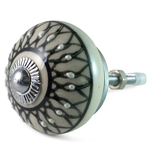 Bouton de Meuble Géométrique Crème et Gris