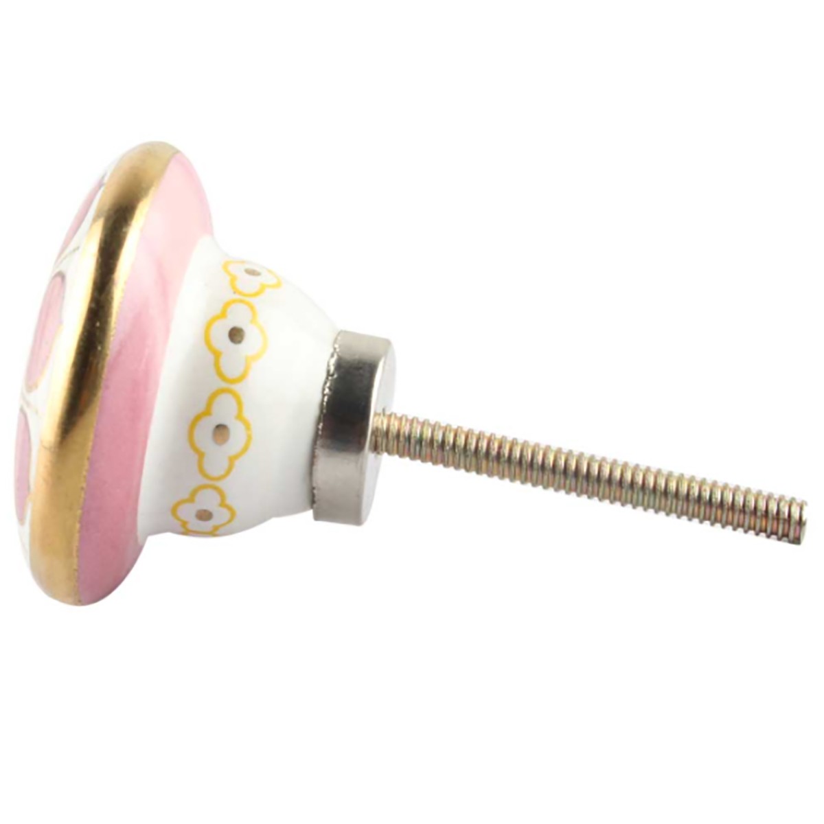 Bouton de Meuble Lotus Rose et Or