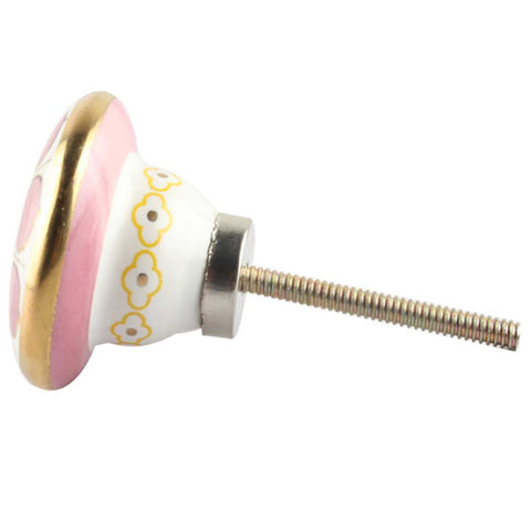 Bouton de Meuble Lotus Rose et Or