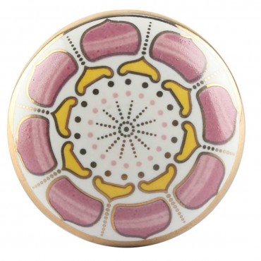 Bouton de Meuble Lotus Rose et Or