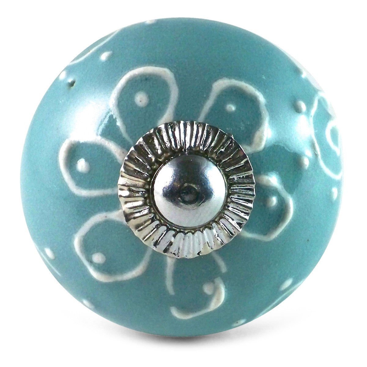 Bouton de Meuble Pétale Gris et Blanc