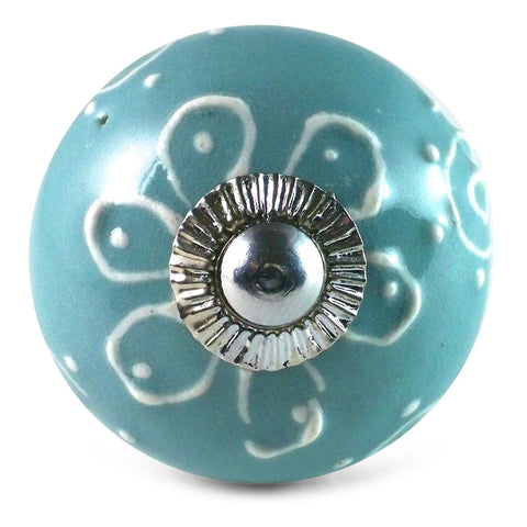 Bouton de Meuble Pétale Gris et Blanc