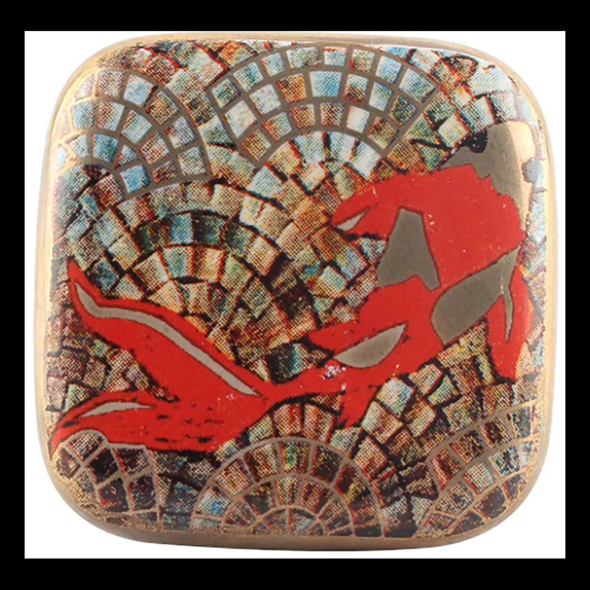 Bouton de Meuble Porcelaine Art Déco Porcelaine Poisson Rouge