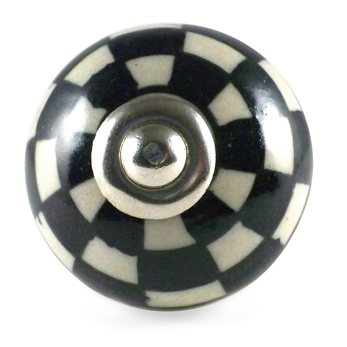Bouton de Meuble Damiers Crème et Noir