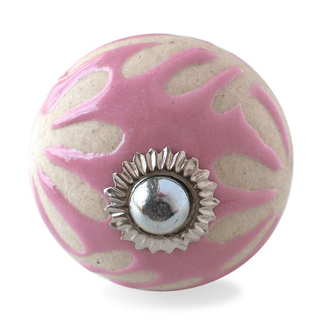 Bouton de Meuble Guirlande Rose et Crème