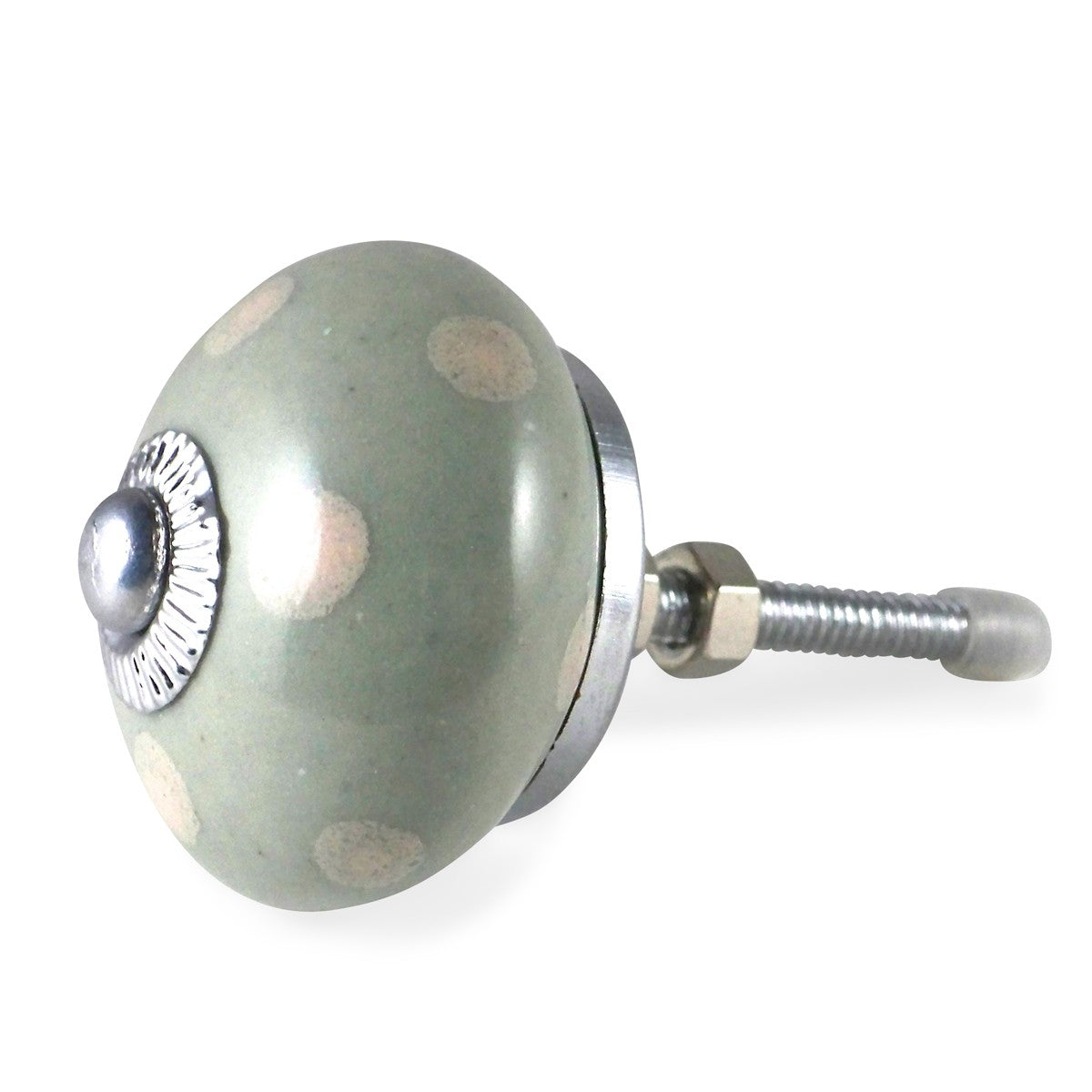Bouton de Meuble Taupe Pois Crème