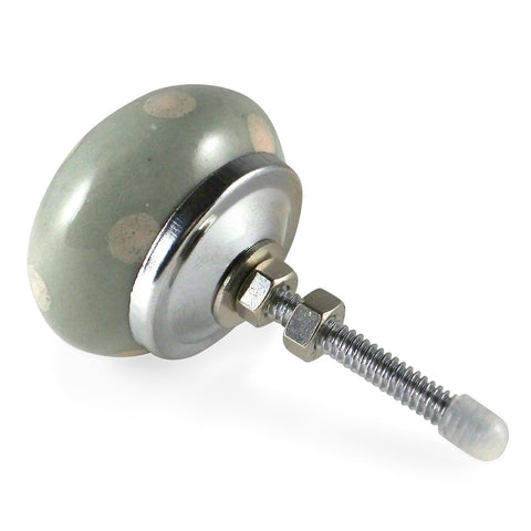 Bouton de Meuble Taupe Pois Crème