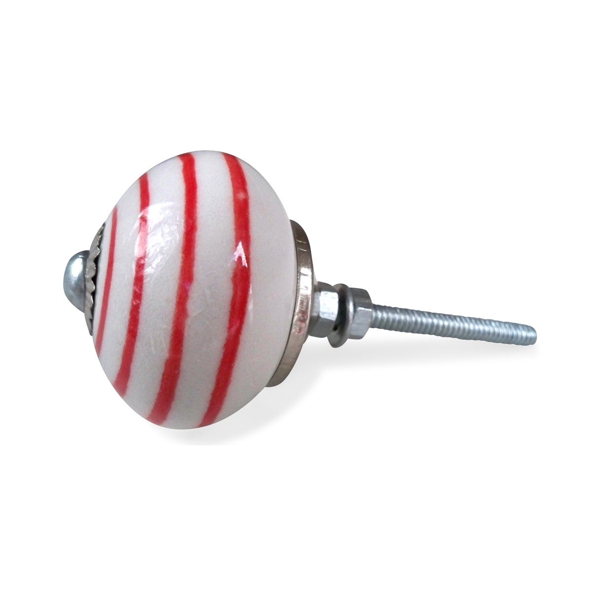 Bouton de Meuble Blanc Spirale Rouge