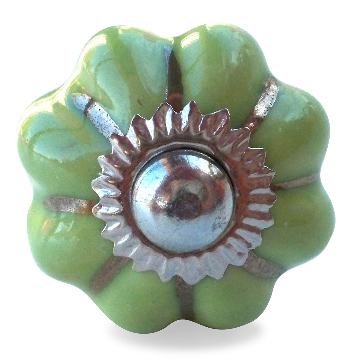 Bouton de Meuble Uni Citrouille Vert Printemps