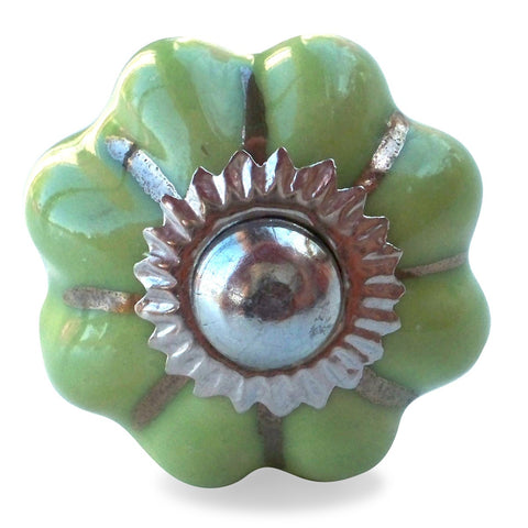 Bouton de Meuble Uni Citrouille Vert Printemps