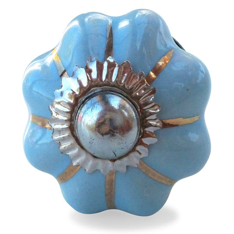 Bouton de Meuble Uni Citrouille Bleu Ciel